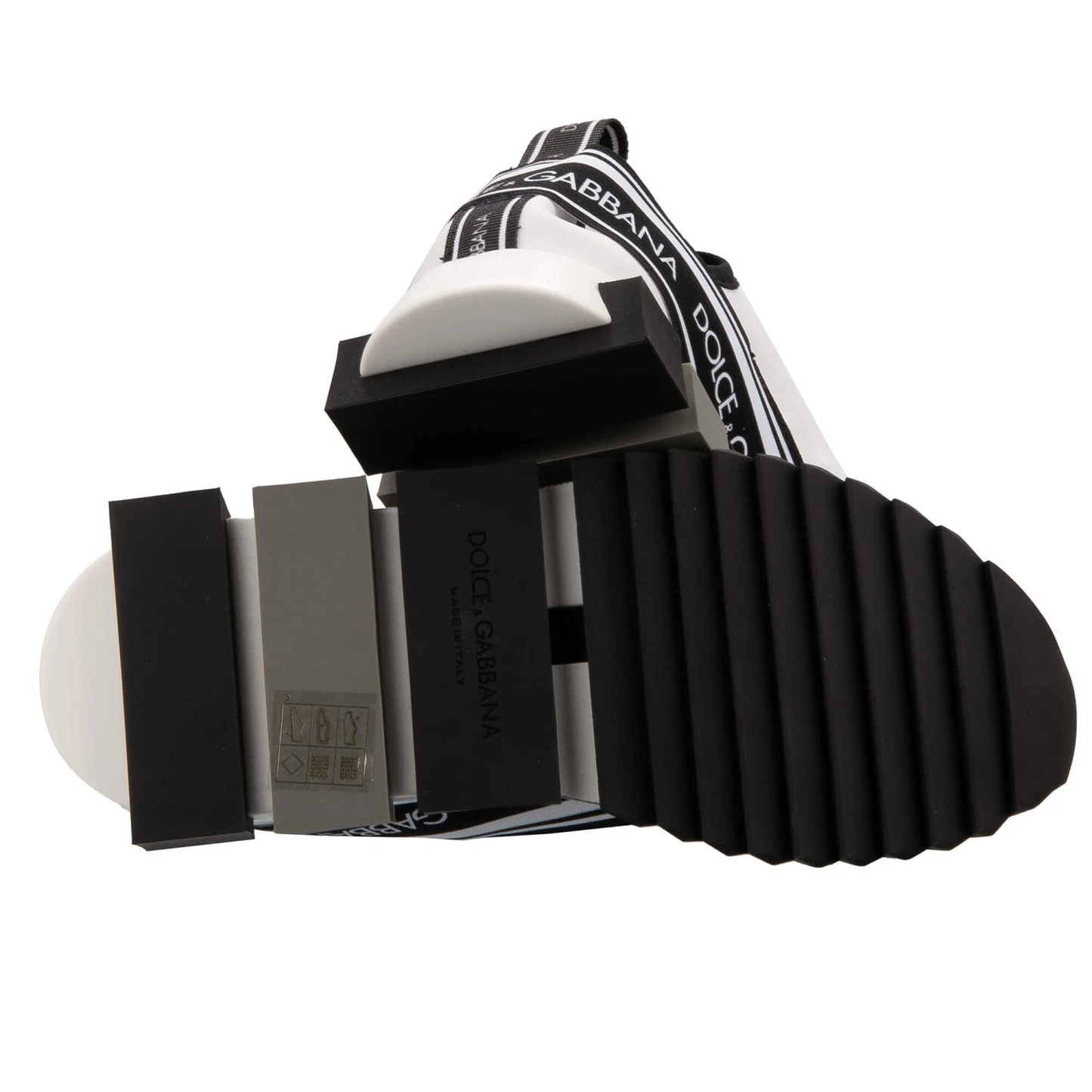 DOLCE & GABBANA DG Logo Stripes Slip-On Sneaker Shoes SORRENTO White Black