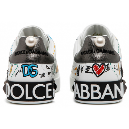 Dolce & Gabbana - Sneakers Basse in Pelle di Vitello con Stampa Graffiti - Dolce & Gabbana Exclusive Luxury Collection