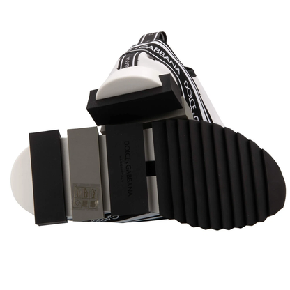 DOLCE & GABBANA DG Logo Stripes Slip-On Sneaker Shoes SORRENTO White Black